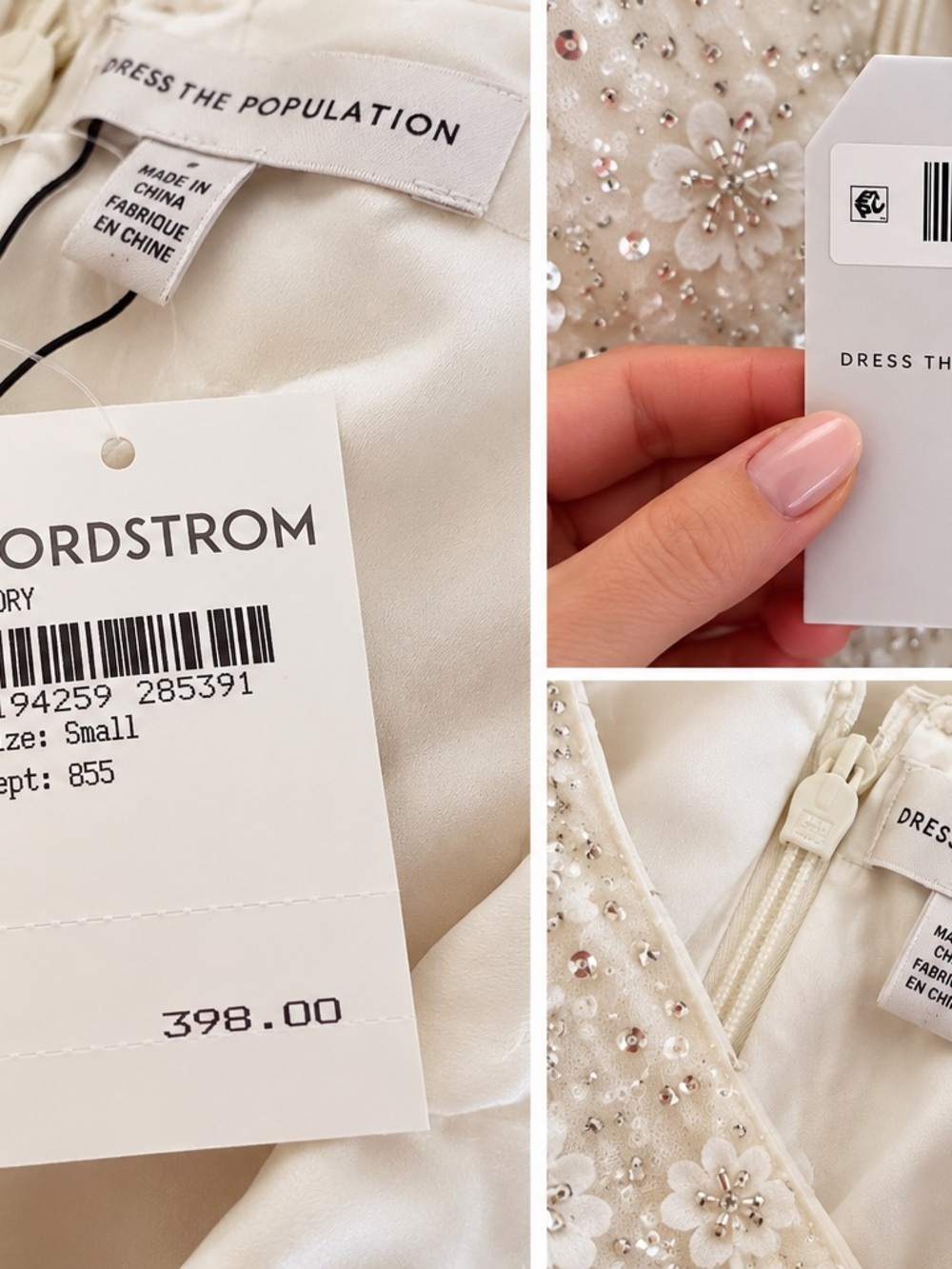 Dress the Population White Sequin Floral Midi Dress - Picture 3 of 3